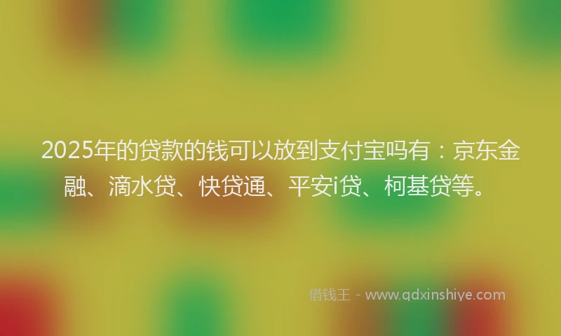 2025年的贷款的钱可以放到支付宝吗有：京东金融、滴水贷、快贷通、平安i贷、柯基贷等。