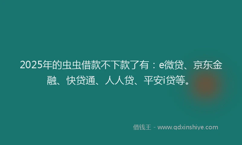 2025年的虫虫借款不下款了有：e微贷、京东金融、快贷通、人人贷、平安i贷等。