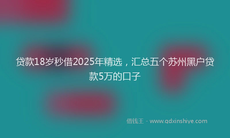 贷款18岁秒借2025年精选，汇总五个苏州黑户贷款5万的口子