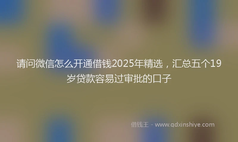请问微信怎么开通借钱2025年精选，汇总五个19岁贷款容易过审批的口子