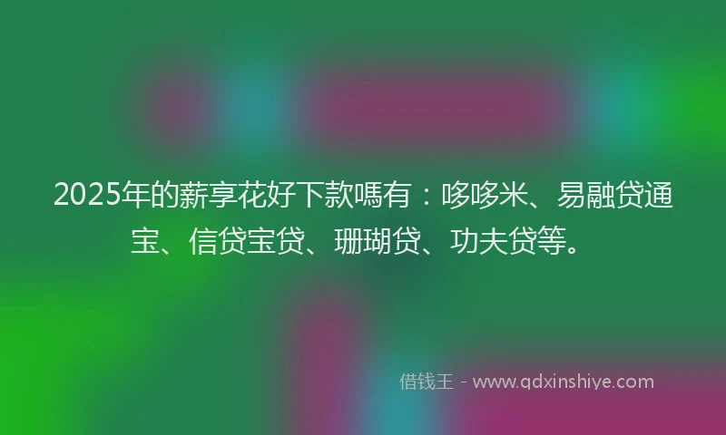 2025年的薪享花好下款嗎有：哆哆米、易融贷通宝、信贷宝贷、珊瑚贷、功夫贷等。