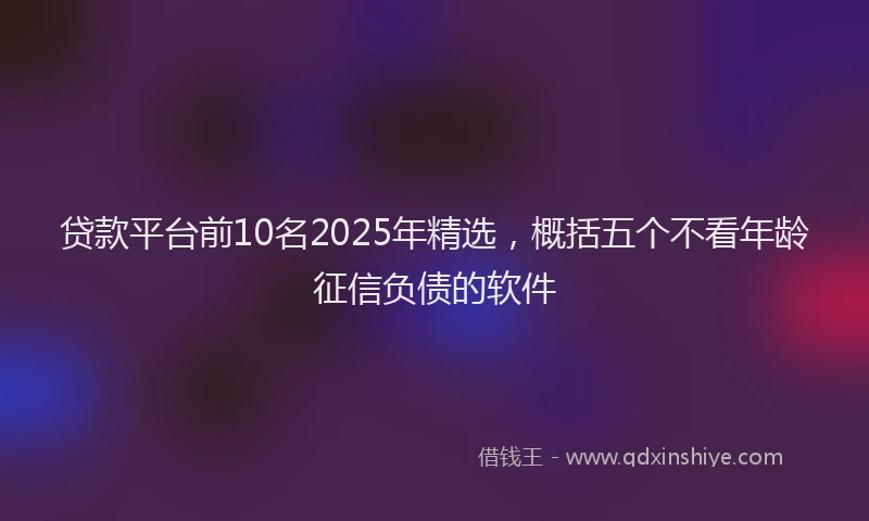 贷款平台前10名2025年精选，概括五个不看年龄征信负债的软件