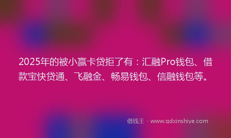 2025年的被小赢卡贷拒了有：汇融Pro钱包、借款宝快贷通、飞融金、畅易钱包、信融钱包等。
