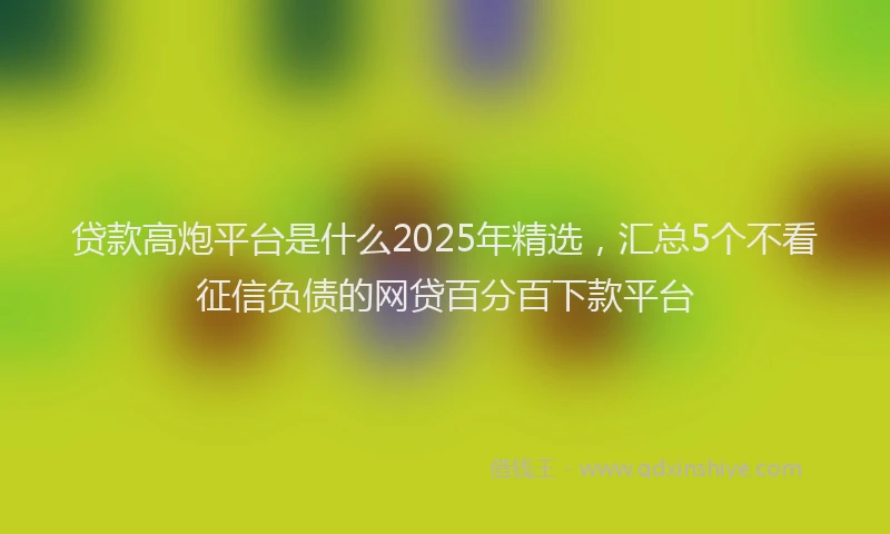 贷款高炮平台是什么2025年精选，汇总5个不看征信负债的网贷百分百下款平台