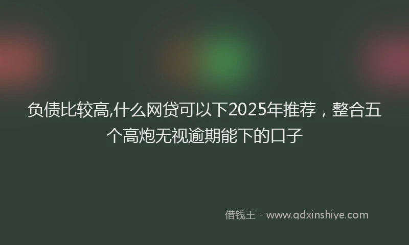 负债比较高,什么网贷可以下2025年推荐，整合五个高炮无视逾期能下的口子