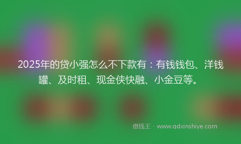 2025年的贷小强怎么不下款有：有钱钱包、洋钱罐、及时租、现金侠快融、小金豆等。