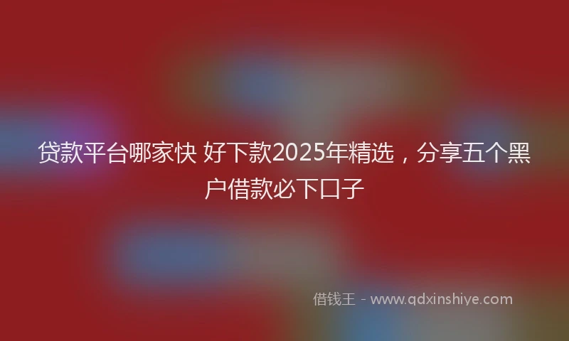 贷款平台哪家快 好下款2025年精选，分享五个黑户借款必下口子