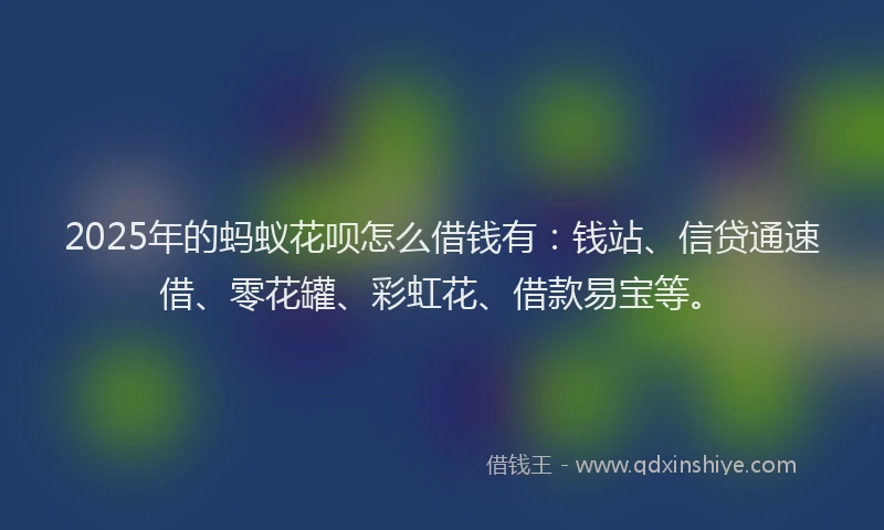 2025年的蚂蚁花呗怎么借钱有：钱站、信贷通速借、零花罐、彩虹花、借款易宝等。