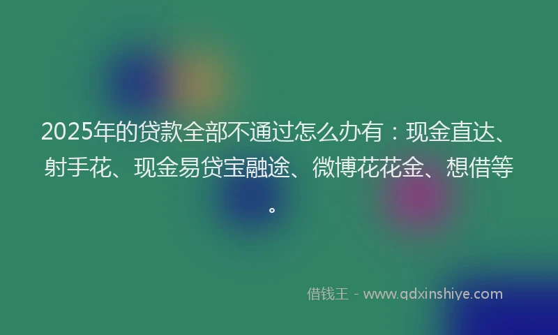 2025年的贷款全部不通过怎么办有：现金直达、射手花、现金易贷宝融途、微博花花金、想借等。