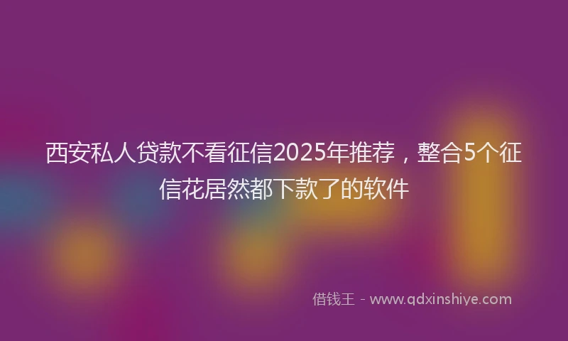 西安私人贷款不看征信2025年推荐，整合5个征信花居然都下款了的软件