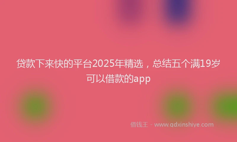 贷款下来快的平台2025年精选，总结五个满19岁可以借款的app