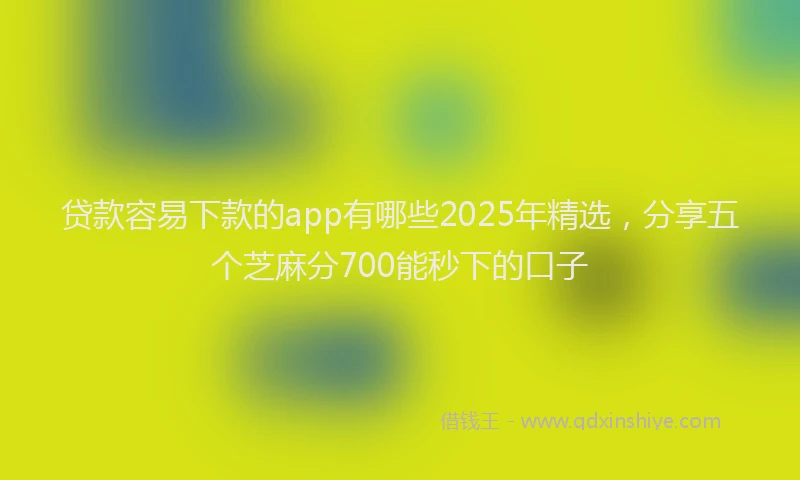 贷款容易下款的app有哪些2025年精选，分享五个芝麻分700能秒下的口子