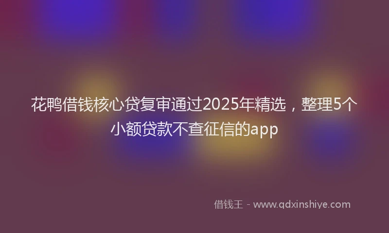 花鸭借钱核心贷复审通过2025年精选，整理5个小额贷款不查征信的app