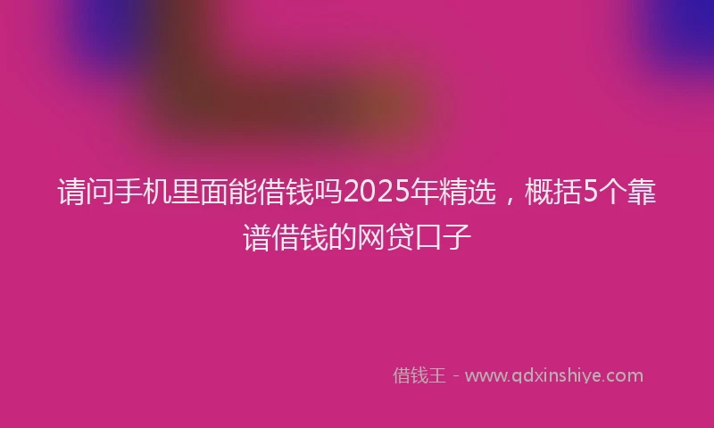 请问手机里面能借钱吗2025年精选，概括5个靠谱借钱的网贷口子
