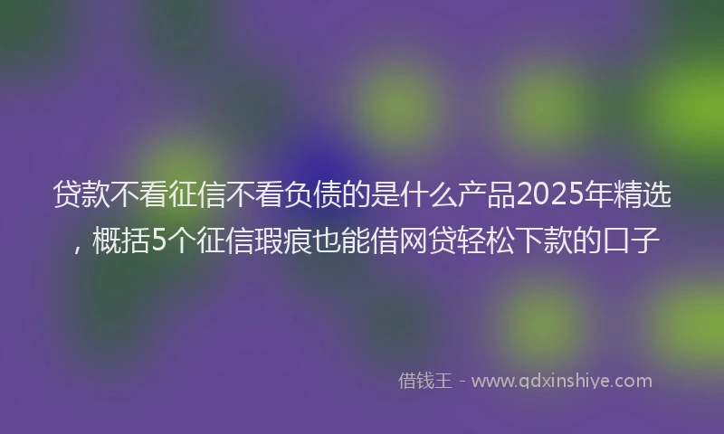 贷款不看征信不看负债的是什么产品2025年精选，概括5个征信瑕疵也能借网贷轻松下款的口子