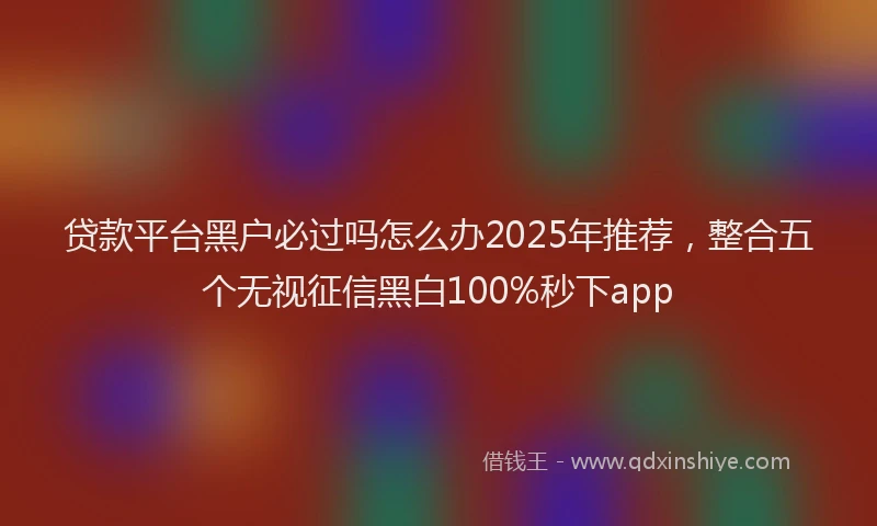 贷款平台黑户必过吗怎么办2025年推荐，整合五个无视征信黑白100%秒下app