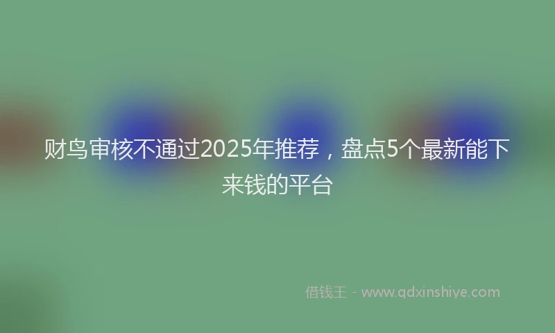 财鸟审核不通过2025年推荐，盘点5个最新能下来钱的平台
