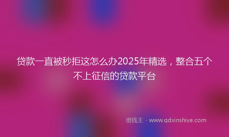 贷款一直被秒拒这怎么办2025年精选，整合五个不上征信的贷款平台