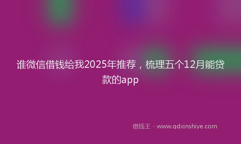 谁微信借钱给我2025年推荐，梳理五个12月能贷款的app