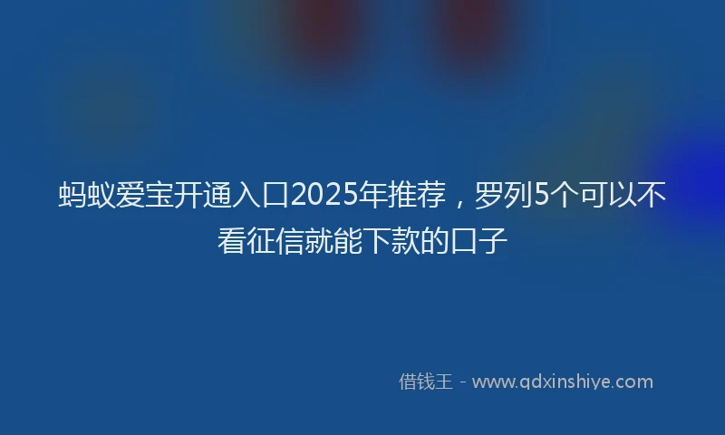 蚂蚁爱宝开通入口2025年推荐，罗列5个可以不看征信就能下款的口子