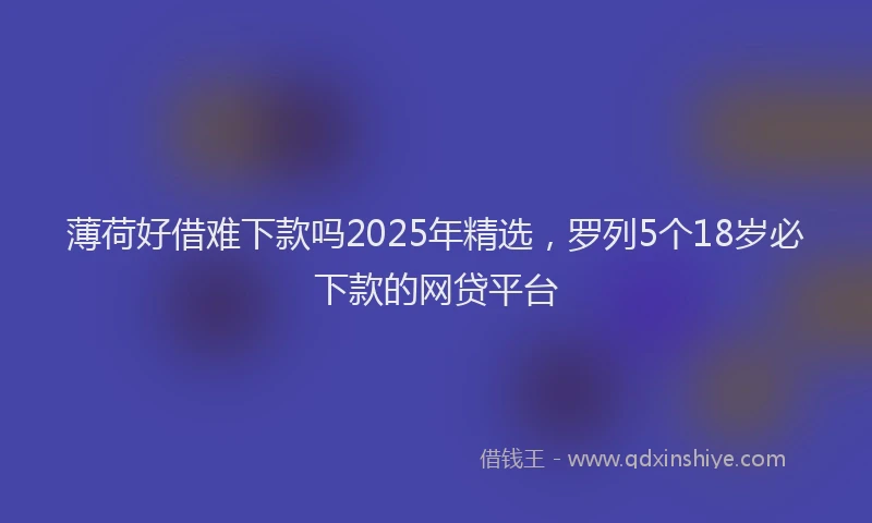 薄荷好借难下款吗2025年精选，罗列5个18岁必下款的网贷平台