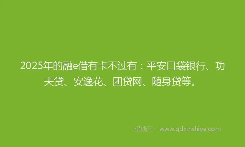 2025年的融e借有卡不过有：平安口袋银行、功夫贷、安逸花、团贷网、随身贷等。
