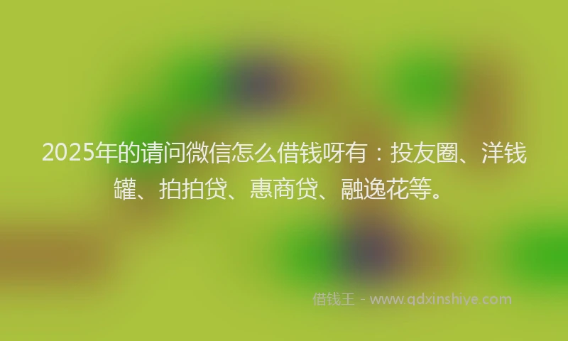 2025年的请问微信怎么借钱呀有：投友圈、洋钱罐、拍拍贷、惠商贷、融逸花等。