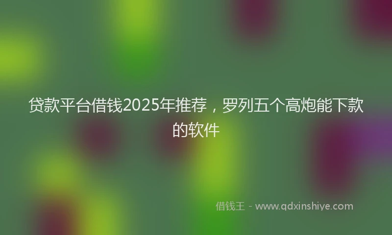 贷款平台借钱2025年推荐，罗列五个高炮能下款的软件