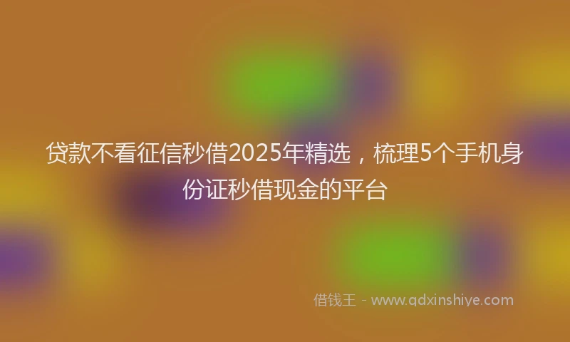 贷款不看征信秒借2025年精选，梳理5个手机身份证秒借现金的平台