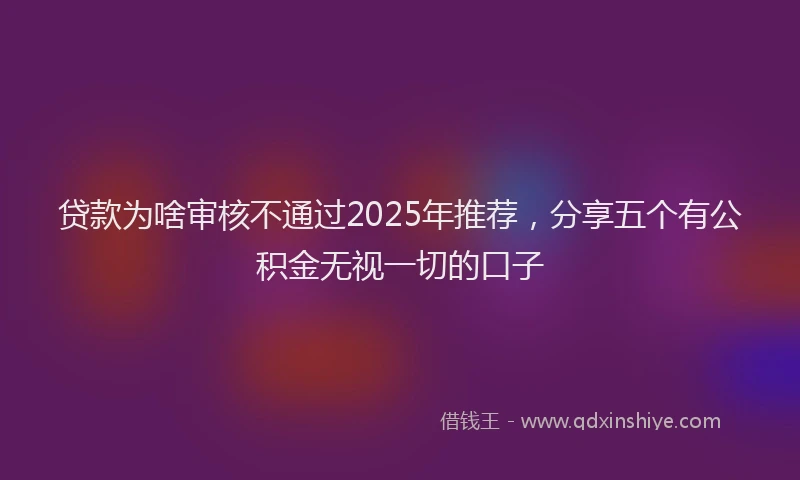 贷款为啥审核不通过2025年推荐，分享五个有公积金无视一切的口子
