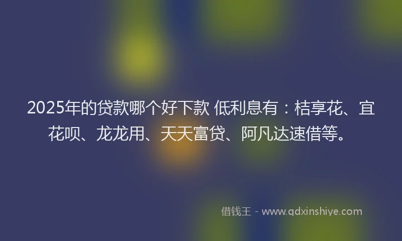 2025年的贷款哪个好下款 低利息有：桔享花、宜花呗、龙龙用、天天富贷、阿凡达速借等。