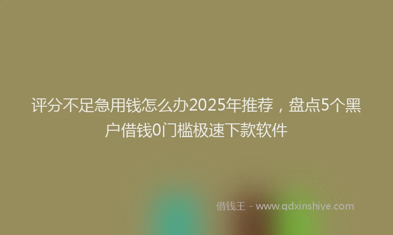 评分不足急用钱怎么办2025年推荐，盘点5个黑户借钱0门槛极速下款软件