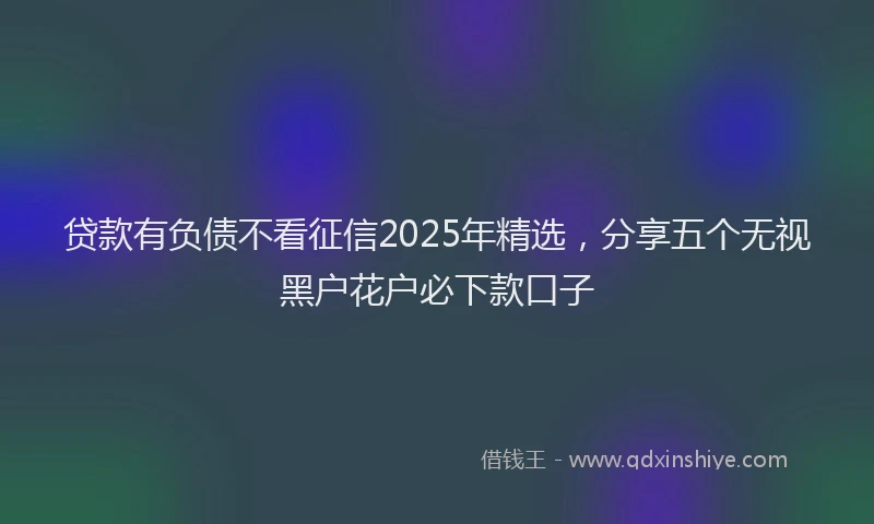 贷款有负债不看征信2025年精选，分享五个无视黑户花户必下款口子