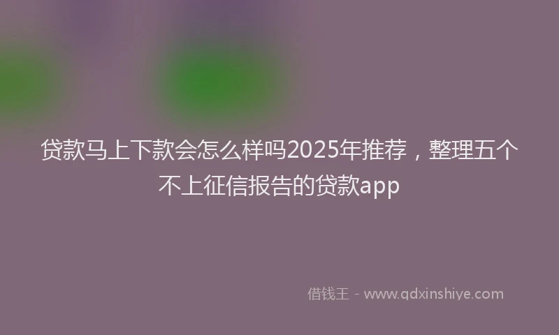 贷款马上下款会怎么样吗2025年推荐，整理五个不上征信报告的贷款app
