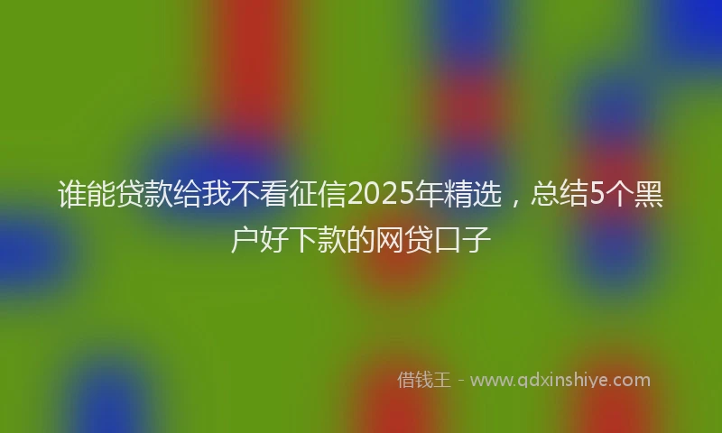 谁能贷款给我不看征信2025年精选，总结5个黑户好下款的网贷口子