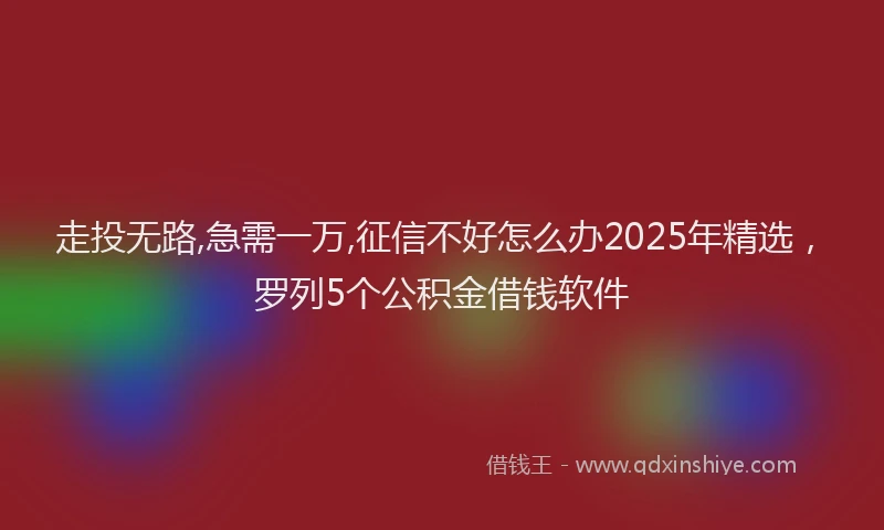 走投无路,急需一万,征信不好怎么办2025年精选，罗列5个公积金借钱软件
