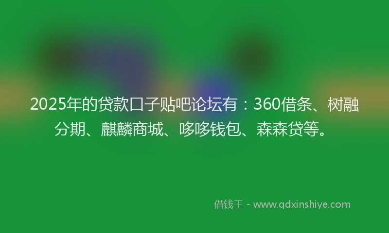 2025年的贷款口子贴吧论坛有：360借条、树融分期、麒麟商城、哆哆钱包、森森贷等。