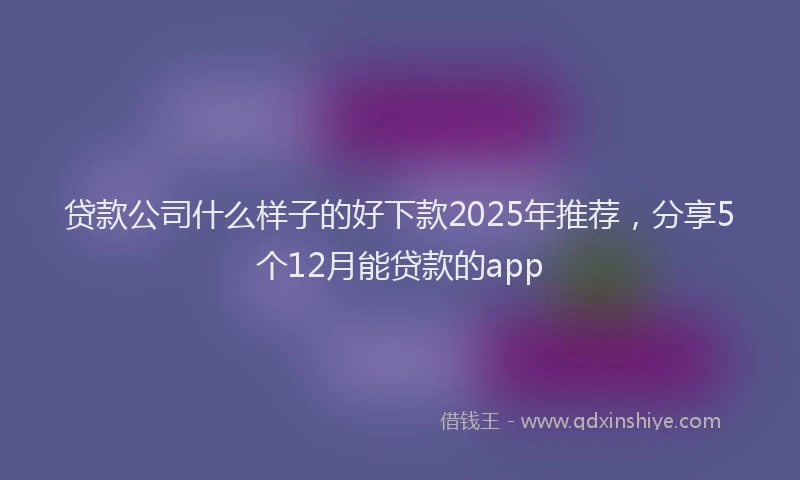 贷款公司什么样子的好下款2025年推荐，分享5个12月能贷款的app