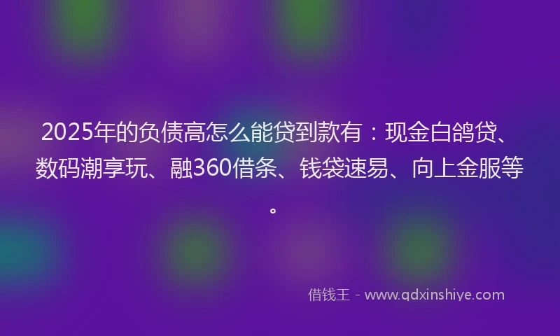 2025年的负债高怎么能贷到款有：现金白鸽贷、数码潮享玩、融360借条、钱袋速易、向上金服等。