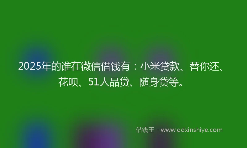 2025年的谁在微信借钱有：小米贷款、替你还、花呗、51人品贷、随身贷等。