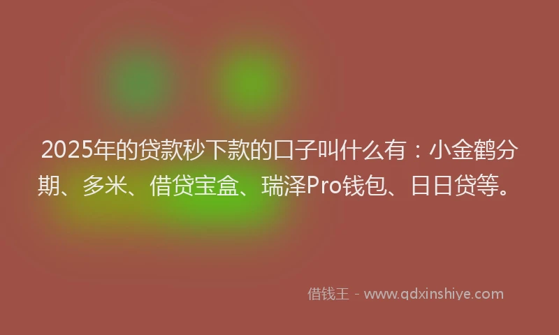 2025年的贷款秒下款的口子叫什么有：小金鹤分期、多米、借贷宝盒、瑞泽Pro钱包、日日贷等。