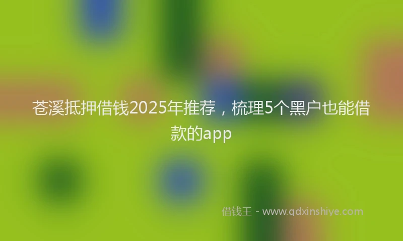 苍溪抵押借钱2025年推荐，梳理5个黑户也能借款的app