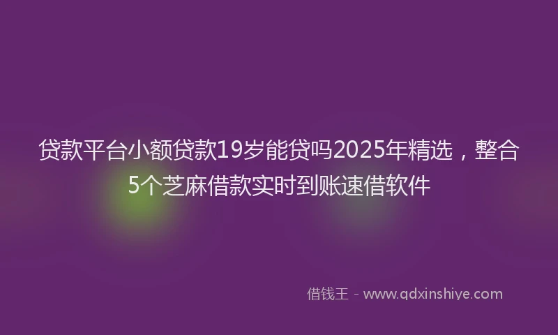 贷款平台小额贷款19岁能贷吗2025年精选，整合5个芝麻借款实时到账速借软件