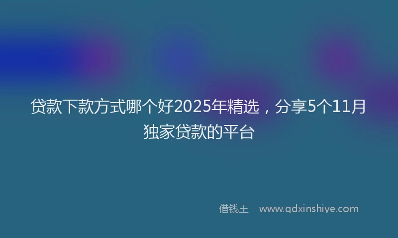 贷款下款方式哪个好2025年精选，分享5个11月独家贷款的平台