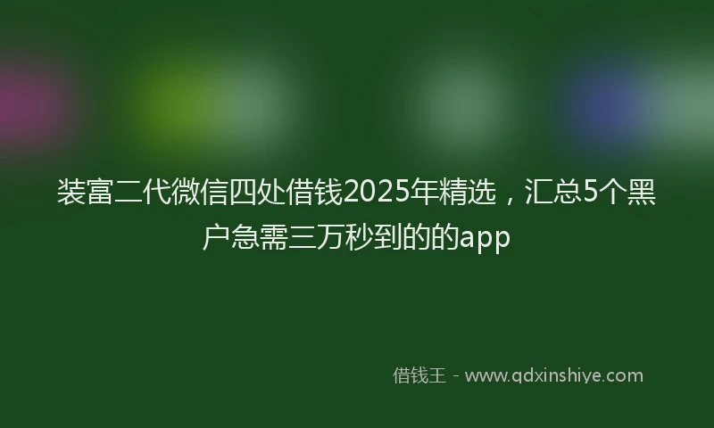装富二代微信四处借钱2025年精选，汇总5个黑户急需三万秒到的的app