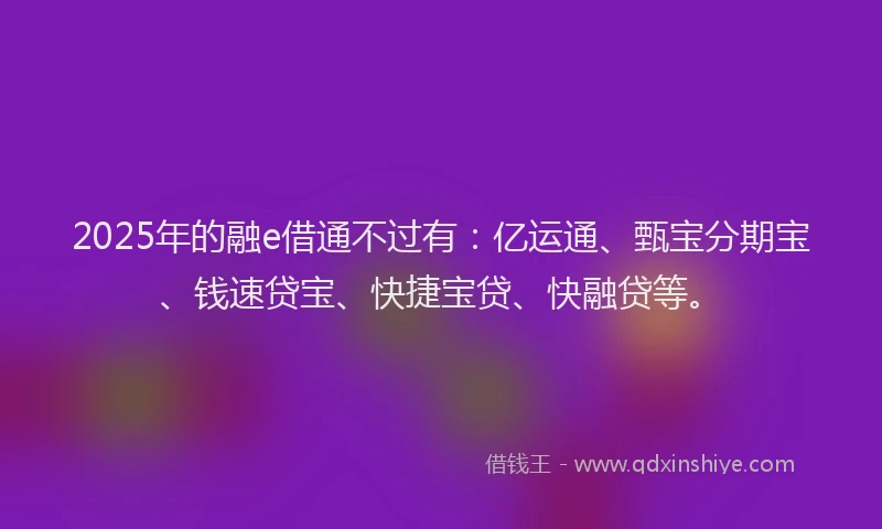 2025年的融e借通不过有：亿运通、甄宝分期宝、钱速贷宝、快捷宝贷、快融贷等。