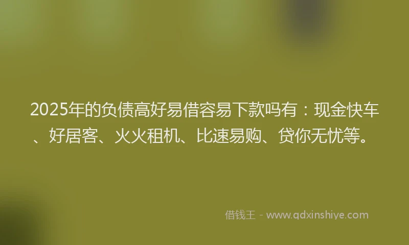 2025年的负债高好易借容易下款吗有：现金快车、好居客、火火租机、比速易购、贷你无忧等。