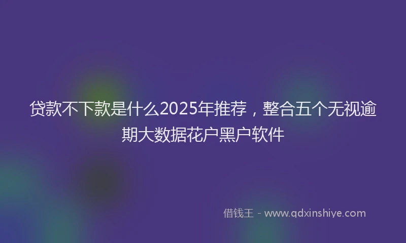 贷款不下款是什么2025年推荐，整合五个无视逾期大数据花户黑户软件