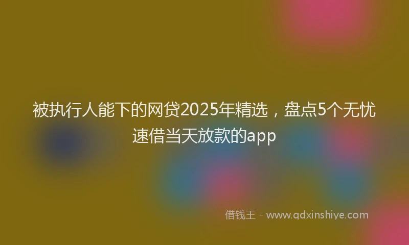 被执行人能下的网贷2025年精选，盘点5个无忧速借当天放款的app