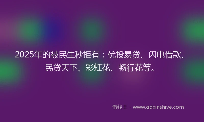 2025年的被民生秒拒有：优投易贷、闪电借款、民贷天下、彩虹花、畅行花等。